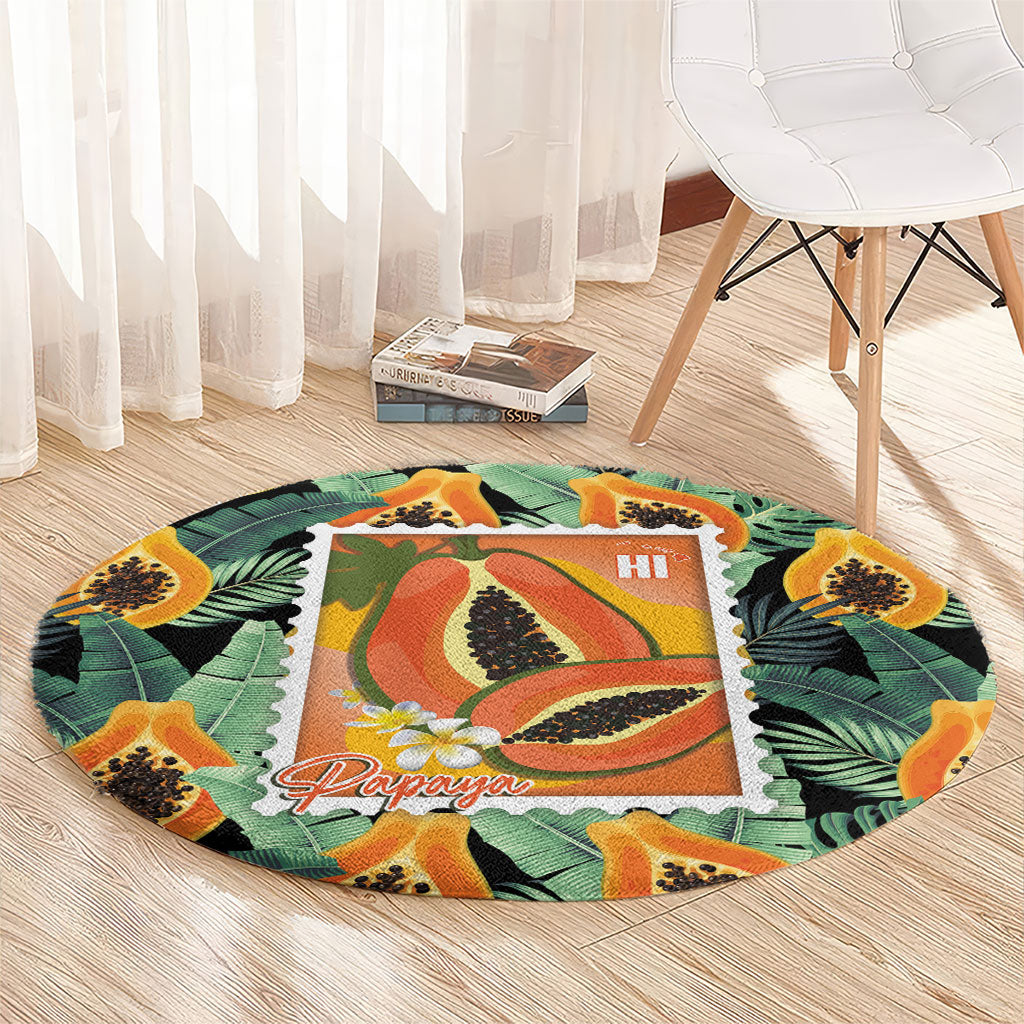Aloha Hawaii Mikana Round Carpet Hawaiian Papaya Stylized Stamp LT14 - Polynesian Pride