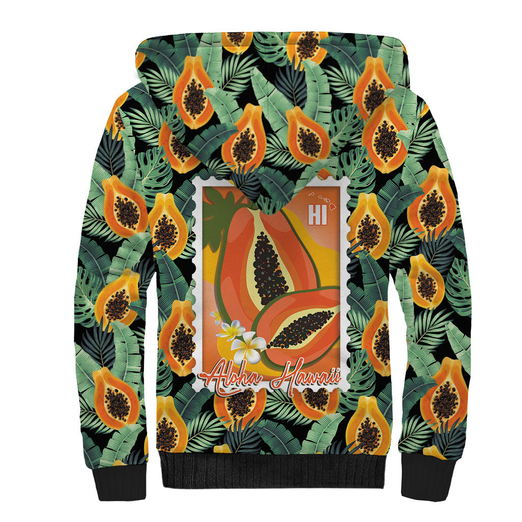 Aloha Hawaii Mikana Sherpa Hoodie Hawaiian Papaya Stylized Stamp LT14 - Polynesian Pride