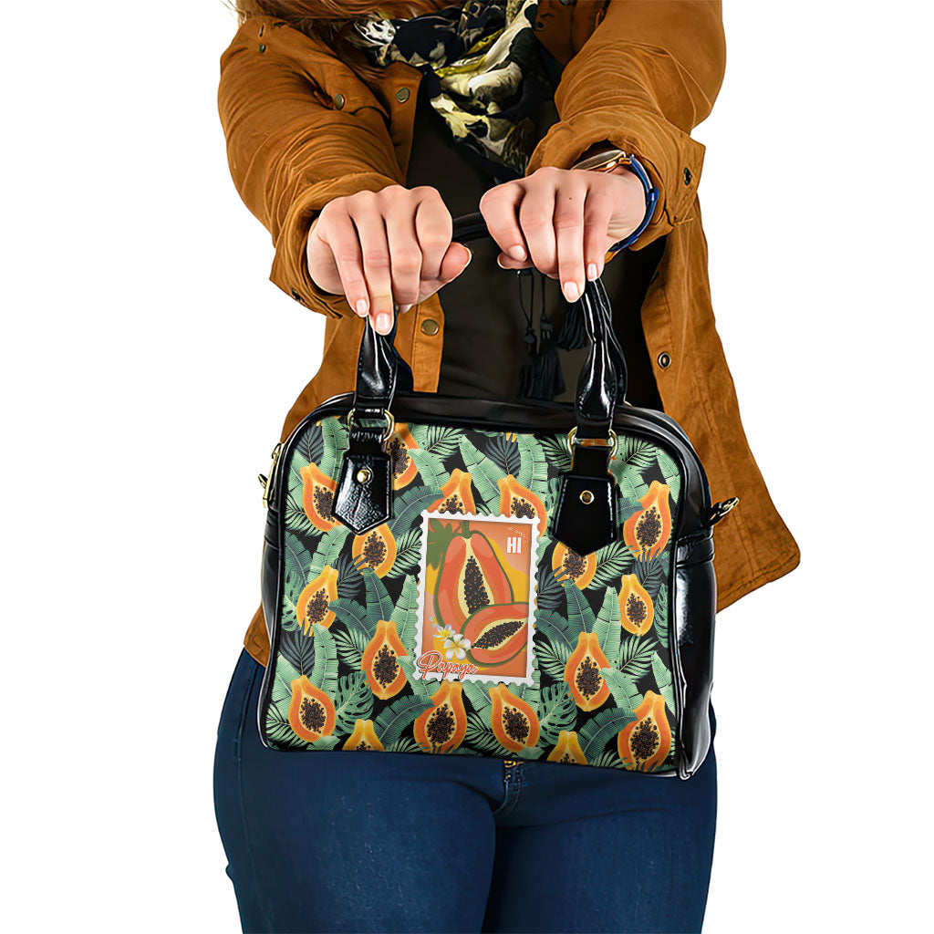 Aloha Hawaii Mikana Shoulder Handbag Hawaiian Papaya Stylized Stamp LT14 One Size Green - Polynesian Pride