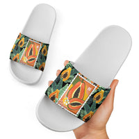 Aloha Hawaii Mikana Slide Sandals Hawaiian Papaya Stylized Stamp LT14 - Polynesian Pride