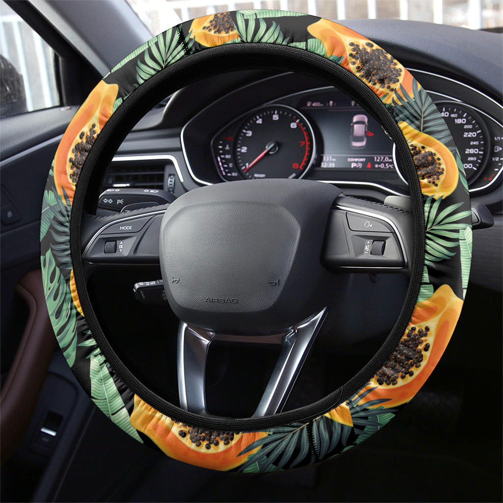 Aloha Hawaii Mikana Steering Wheel Cover Hawaiian Papaya Stylized Stamp LT14 - Polynesian Pride