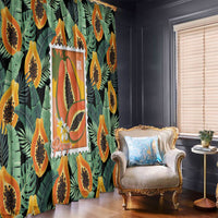 Aloha Hawaii Mikana Window Curtain Hawaiian Papaya Stylized Stamp LT14 - Polynesian Pride