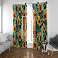 Aloha Hawaii Mikana Window Curtain Hawaiian Papaya Stylized Stamp LT14 With Grommets Green - Polynesian Pride