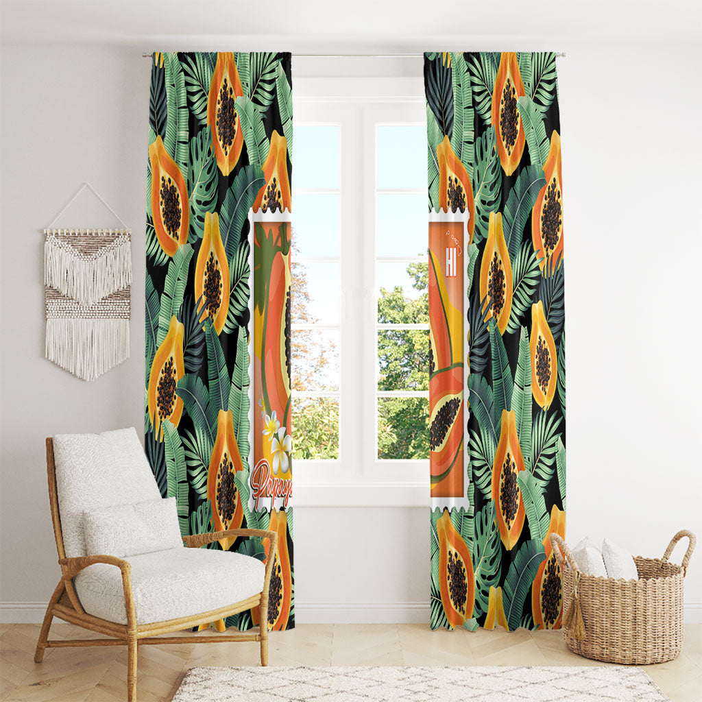 Aloha Hawaii Mikana Window Curtain Hawaiian Papaya Stylized Stamp LT14 - Polynesian Pride