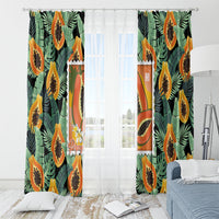 Aloha Hawaii Mikana Window Curtain Hawaiian Papaya Stylized Stamp LT14 - Polynesian Pride
