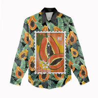 Aloha Hawaii Mikana Women Casual Shirt Hawaiian Papaya Stylized Stamp LT14 - Polynesian Pride