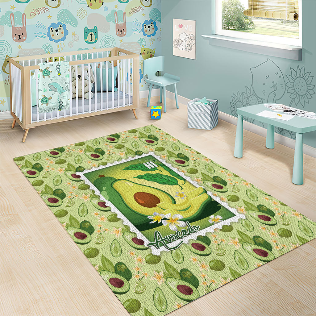 Aloha Hawaii Avocado Area Rug Hawaiian Fruit Stylized Stamp LT14 - Polynesian Pride