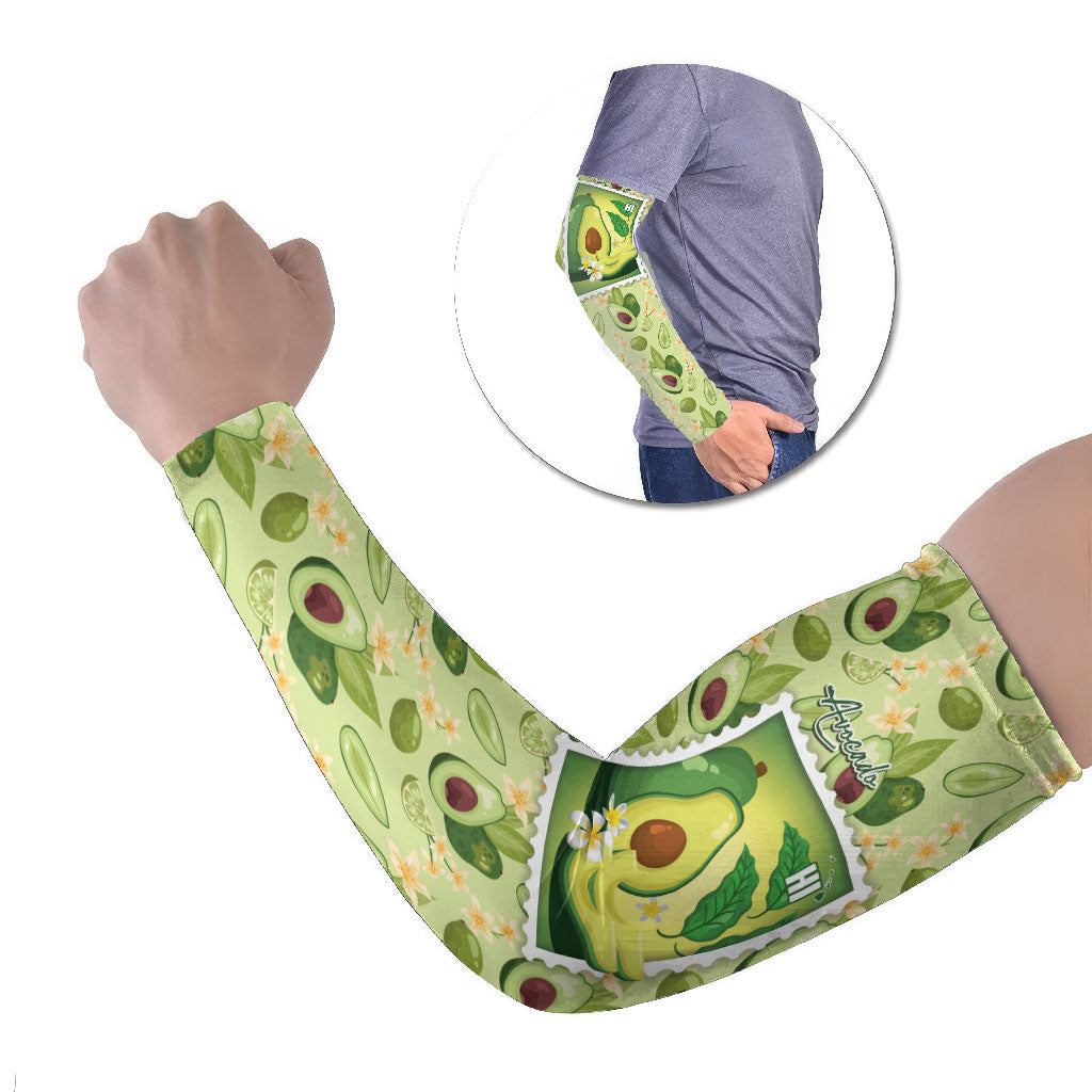 Aloha Hawaii Avocado Arm Sleeves Hawaiian Fruit Stylized Stamp LT14 Set of 2 Green - Polynesian Pride