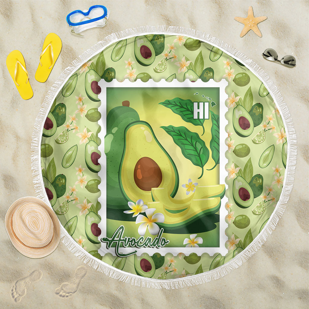 Aloha Hawaii Avocado Beach Blanket Hawaiian Fruit Stylized Stamp LT14 One Size 150cm Green - Polynesian Pride
