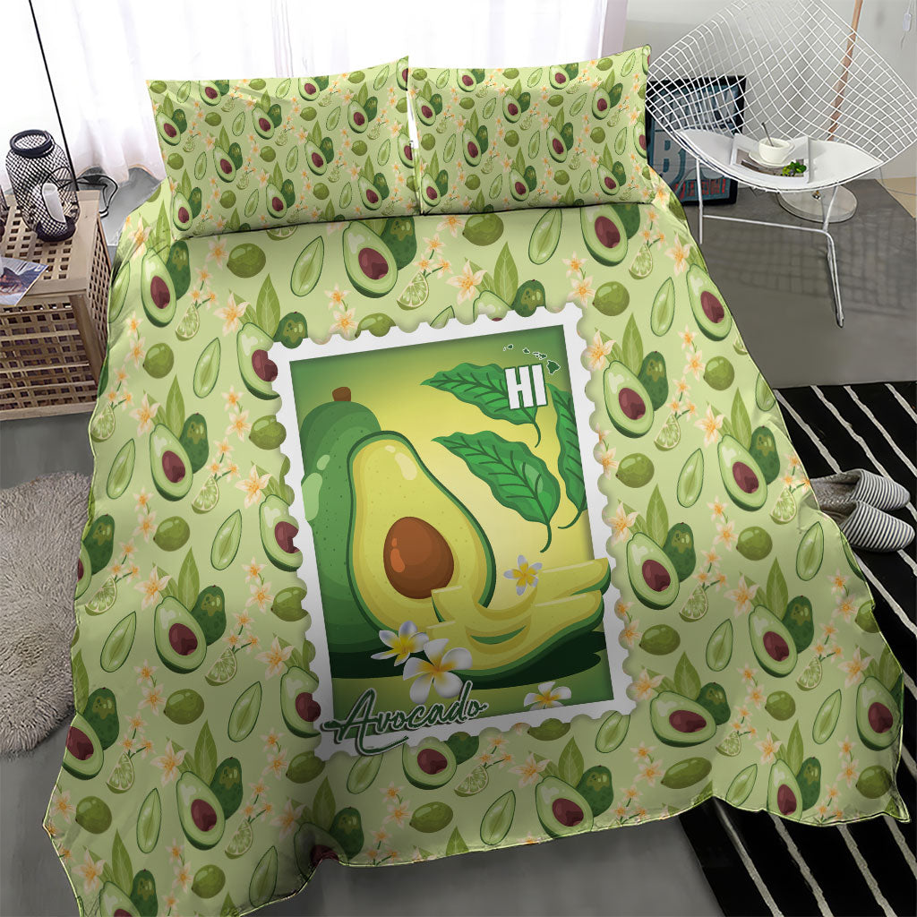 Aloha Hawaii Avocado Bedding Set Hawaiian Fruit Stylized Stamp LT14 - Polynesian Pride