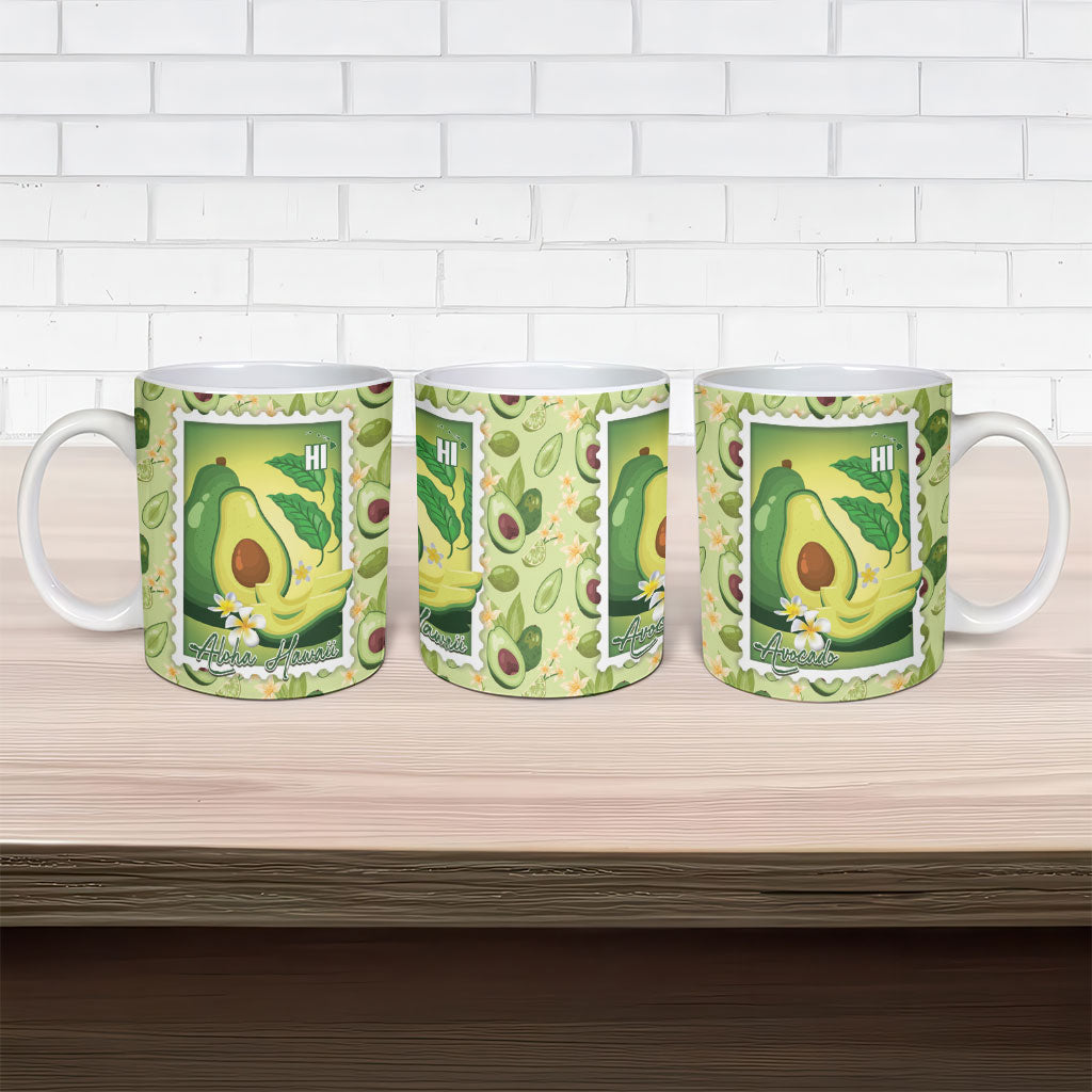 Aloha Hawaii Avocado Ceramic Mug Hawaiian Fruit Stylized Stamp LT14 - Polynesian Pride