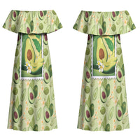 Aloha Hawaii Avocado Couples Matching Off Shoulder Maxi Dress and Hawaiian Shirt Hawaiian Fruit Stylized Stamp LT14 - Polynesian Pride