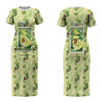 Aloha Hawaii Avocado Couples Matching Short Sleeve Bodycon Dress and Long Sleeve Button Shirt Hawaiian Fruit Stylized Stamp LT14 - Polynesian Pride