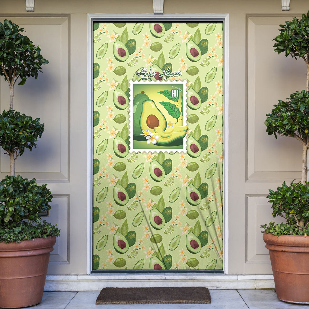 Aloha Hawaii Avocado Door Cover Hawaiian Fruit Stylized Stamp LT14 Green - Polynesian Pride