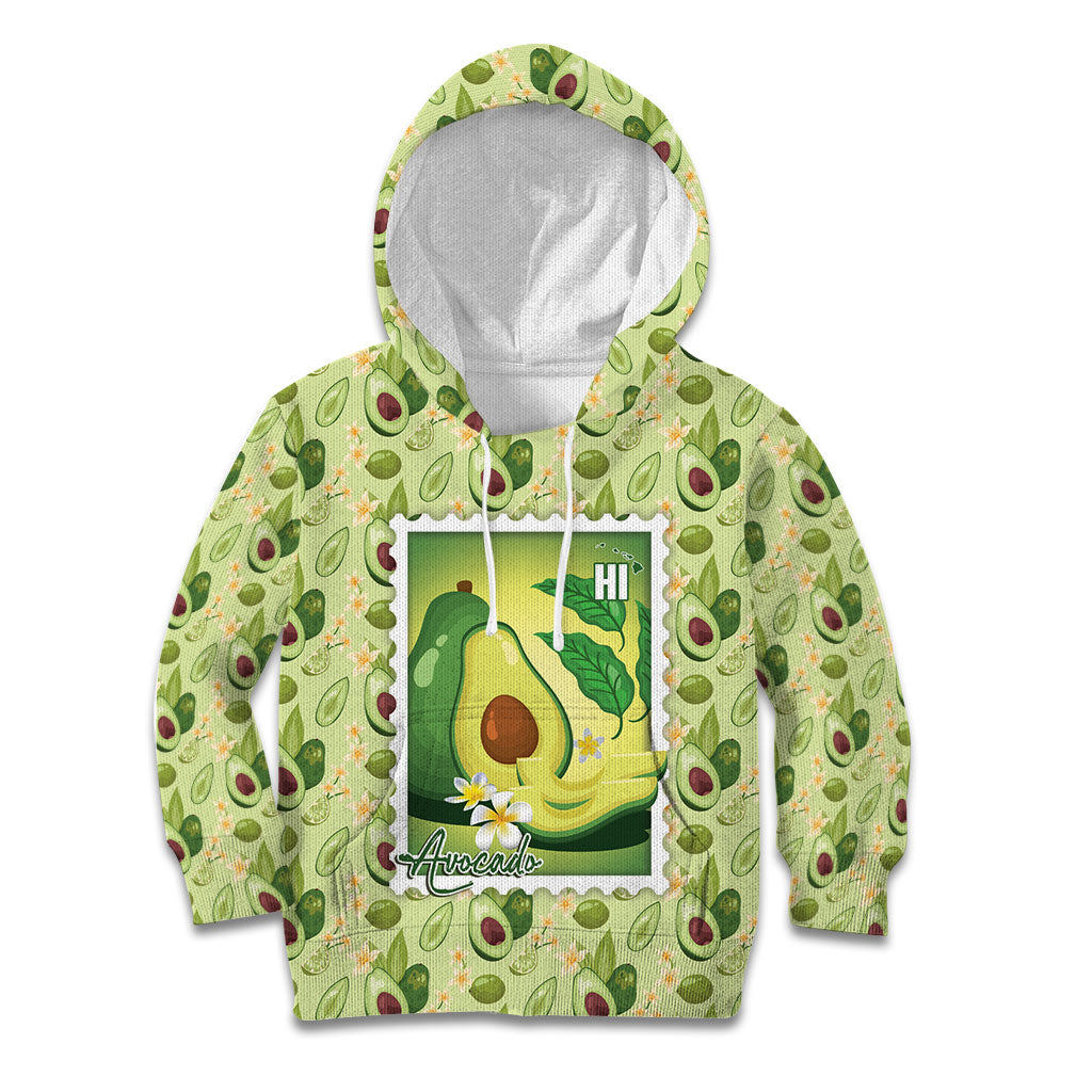 Aloha Hawaii Avocado Kid Hoodie Hawaiian Fruit Stylized Stamp LT14 Hoodie Green - Polynesian Pride