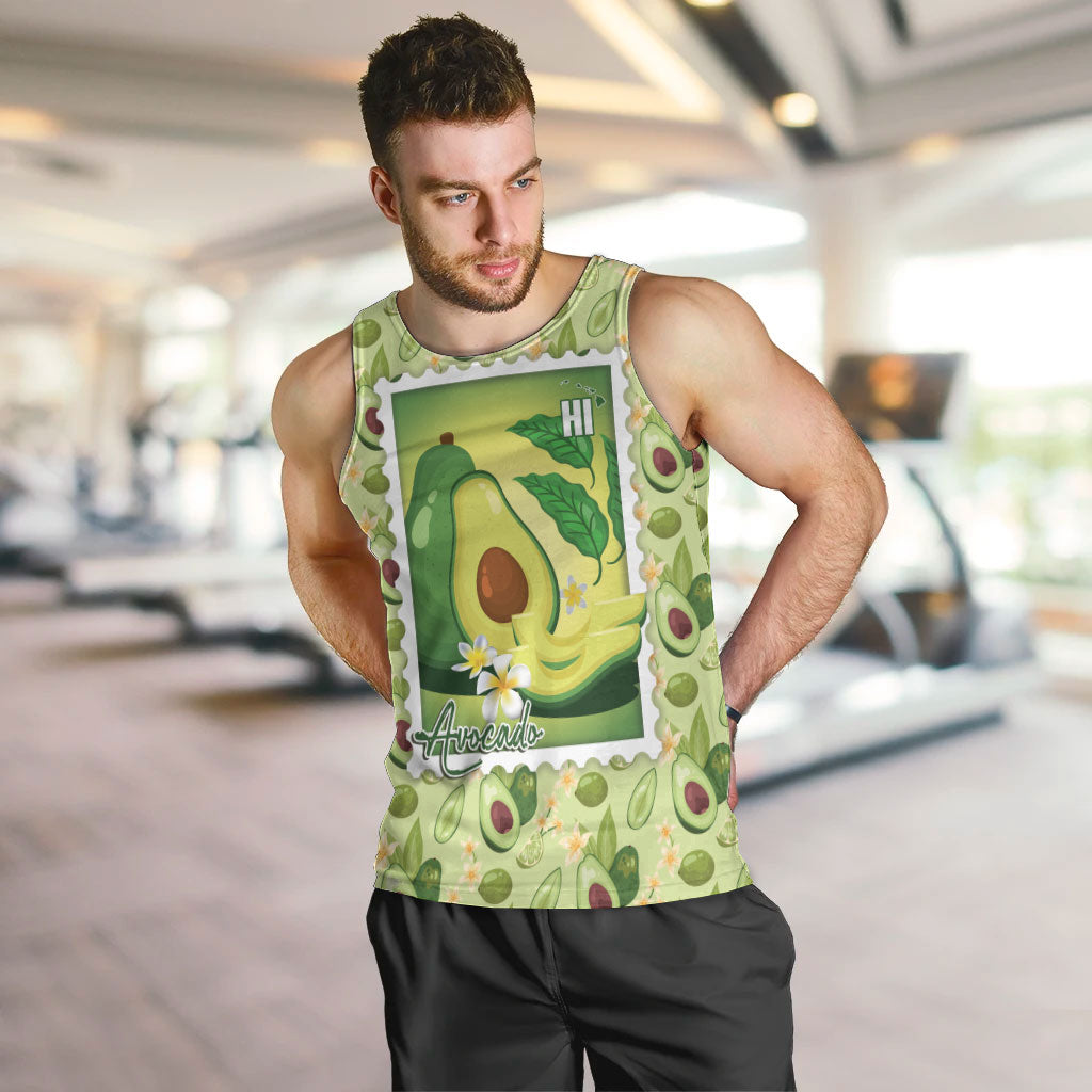 Aloha Hawaii Avocado Men Tank Top Hawaiian Fruit Stylized Stamp LT14 Green - Polynesian Pride