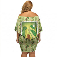 Aloha Hawaii Avocado Off Shoulder Short Dress Hawaiian Fruit Stylized Stamp LT14 - Polynesian Pride