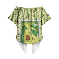 Aloha Hawaii Avocado Off Shoulder Wrap Waist Top Hawaiian Fruit Stylized Stamp LT14 - Polynesian Pride