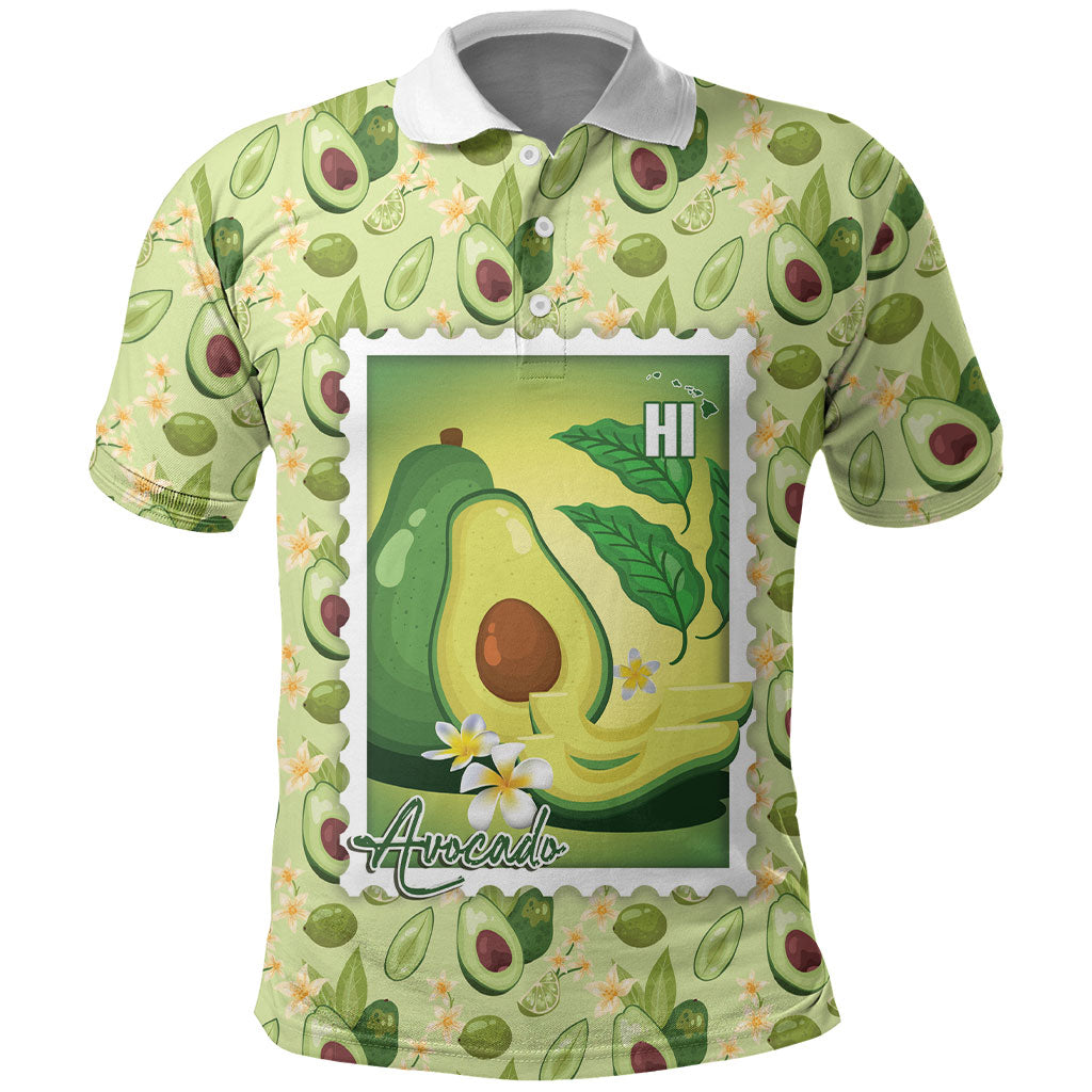 Aloha Hawaii Avocado Polo Shirt Hawaiian Fruit Stylized Stamp LT14 Green - Polynesian Pride