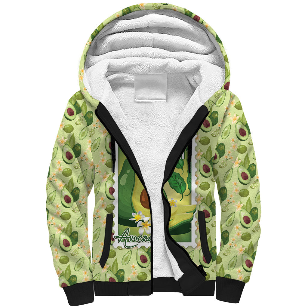 Aloha Hawaii Avocado Sherpa Hoodie Hawaiian Fruit Stylized Stamp LT14 Unisex Green - Polynesian Pride