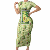 Aloha Hawaii Avocado Short Sleeve Bodycon Dress Hawaiian Fruit Stylized Stamp LT14 Long Dress Green - Polynesian Pride