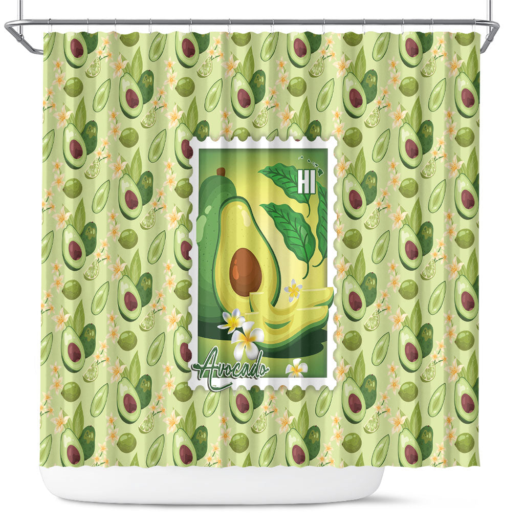 Aloha Hawaii Avocado Shower Curtain Hawaiian Fruit Stylized Stamp LT14 Green - Polynesian Pride