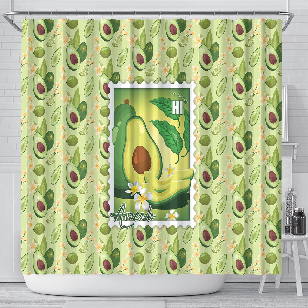 Aloha Hawaii Avocado Shower Curtain Hawaiian Fruit Stylized Stamp LT14 - Polynesian Pride