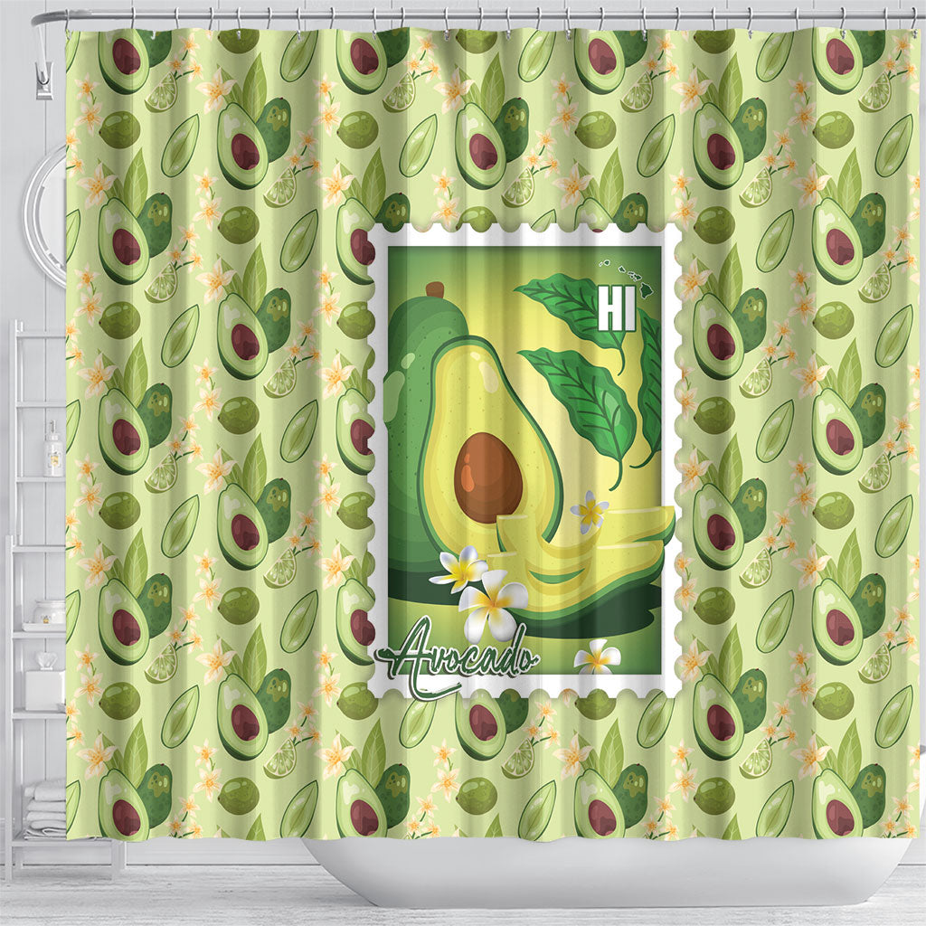 Aloha Hawaii Avocado Shower Curtain Hawaiian Fruit Stylized Stamp LT14 - Polynesian Pride