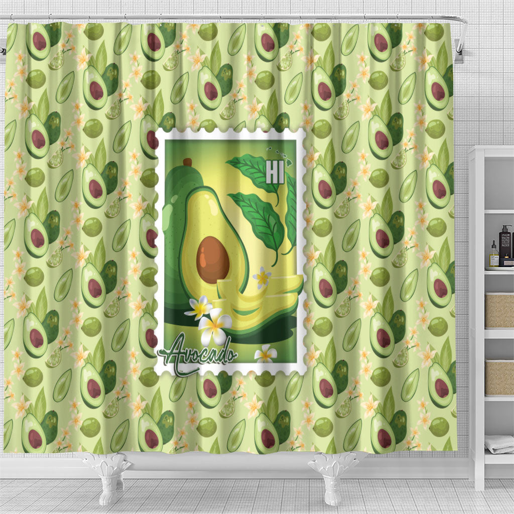 Aloha Hawaii Avocado Shower Curtain Hawaiian Fruit Stylized Stamp LT14 - Polynesian Pride