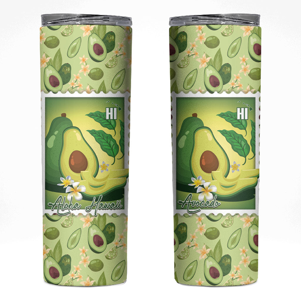 Aloha Hawaii Avocado Skinny Tumbler Hawaiian Fruit Stylized Stamp LT14 Green - Polynesian Pride