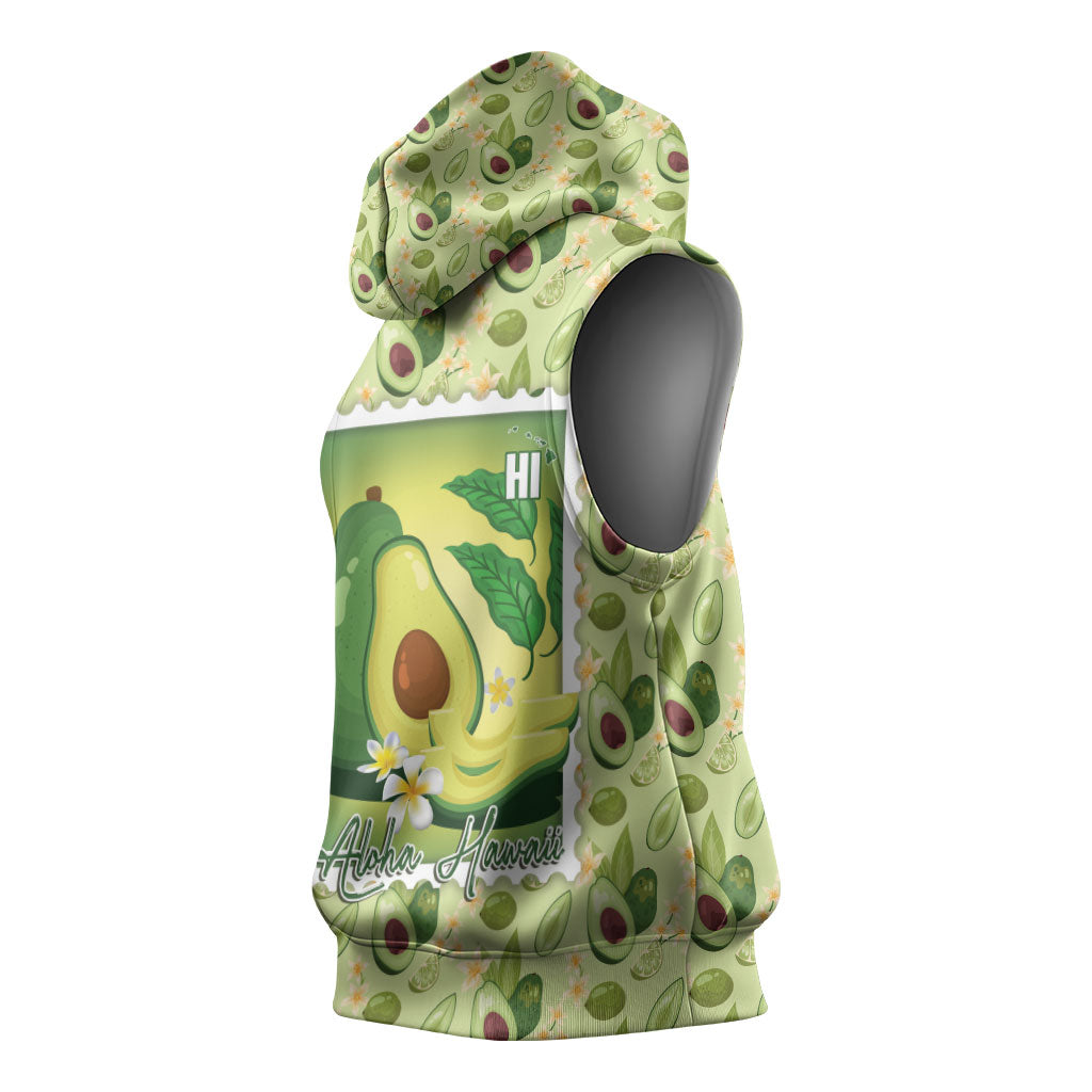 Aloha Hawaii Avocado Sleeveless Hoodie Hawaiian Fruit Stylized Stamp LT14 - Polynesian Pride