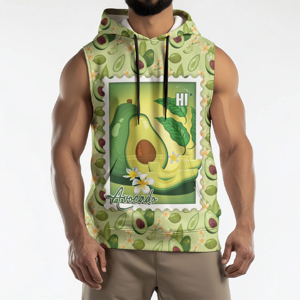 Aloha Hawaii Avocado Sleeveless Hoodie Hawaiian Fruit Stylized Stamp LT14 - Polynesian Pride