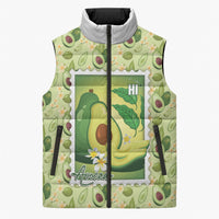 Aloha Hawaii Avocado Sleeveless Puffer Jacket Hawaiian Fruit Stylized Stamp LT14 Unisex Green - Polynesian Pride