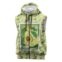 Aloha Hawaii Avocado Sleeveless Zip Hoodie Hawaiian Fruit Stylized Stamp LT14 Green - Polynesian Pride
