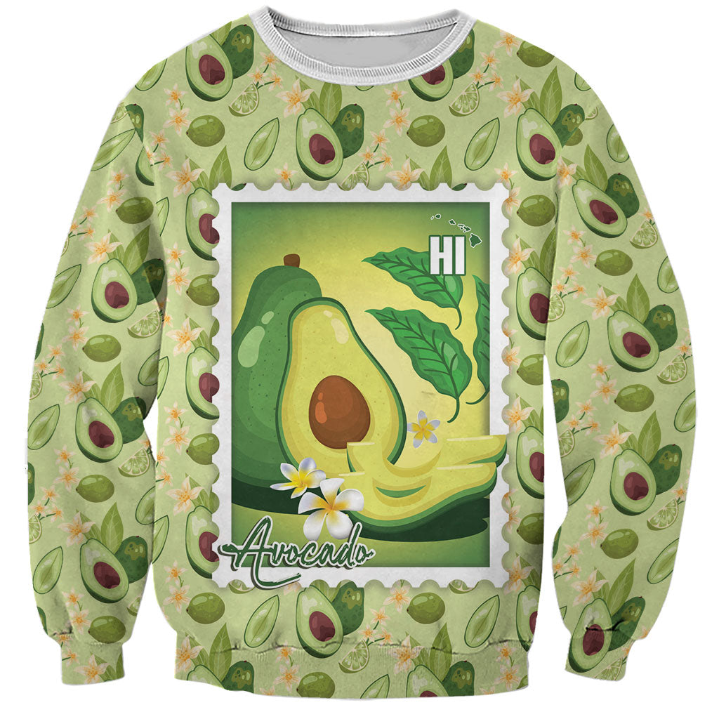 Aloha Hawaii Avocado Sweatshirt Hawaiian Fruit Stylized Stamp LT14 Unisex Green - Polynesian Pride