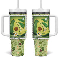 Aloha Hawaii Avocado Tumbler With Handle Hawaiian Fruit Stylized Stamp LT14 One Size: 40 oz Green - Polynesian Pride