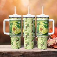 Aloha Hawaii Avocado Tumbler With Handle Hawaiian Fruit Stylized Stamp LT14 - Polynesian Pride