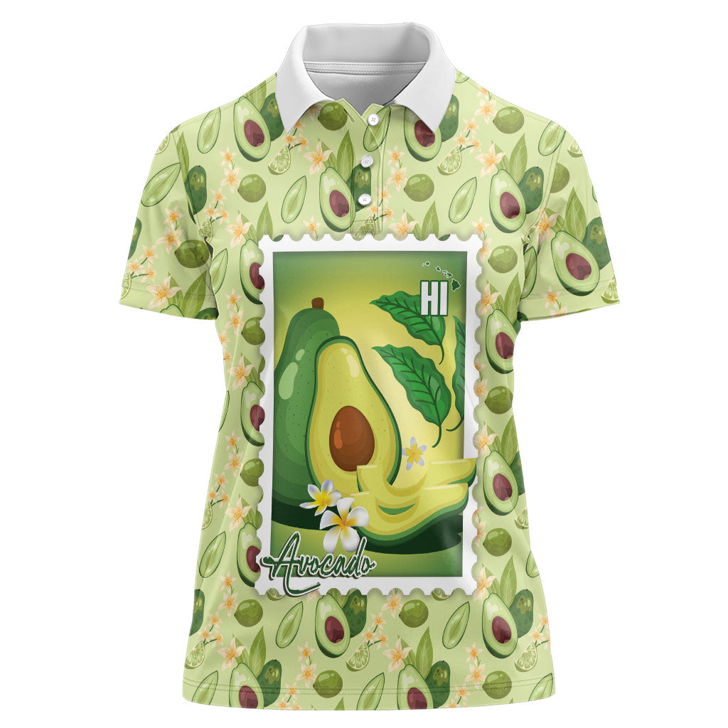 Aloha Hawaii Avocado Women Polo Shirt Hawaiian Fruit Stylized Stamp