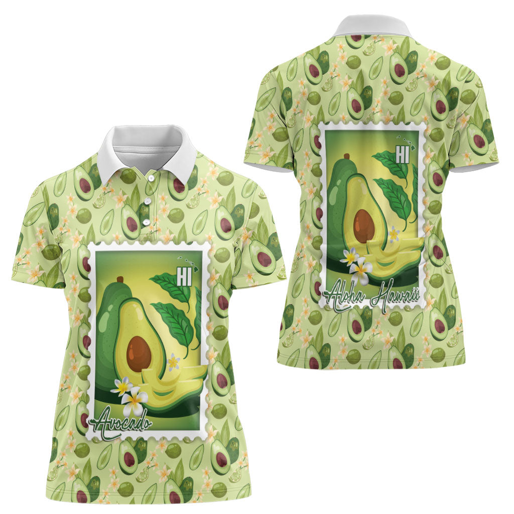 Aloha Hawaii Avocado Women Polo Shirt Hawaiian Fruit Stylized Stamp LT14 - Polynesian Pride