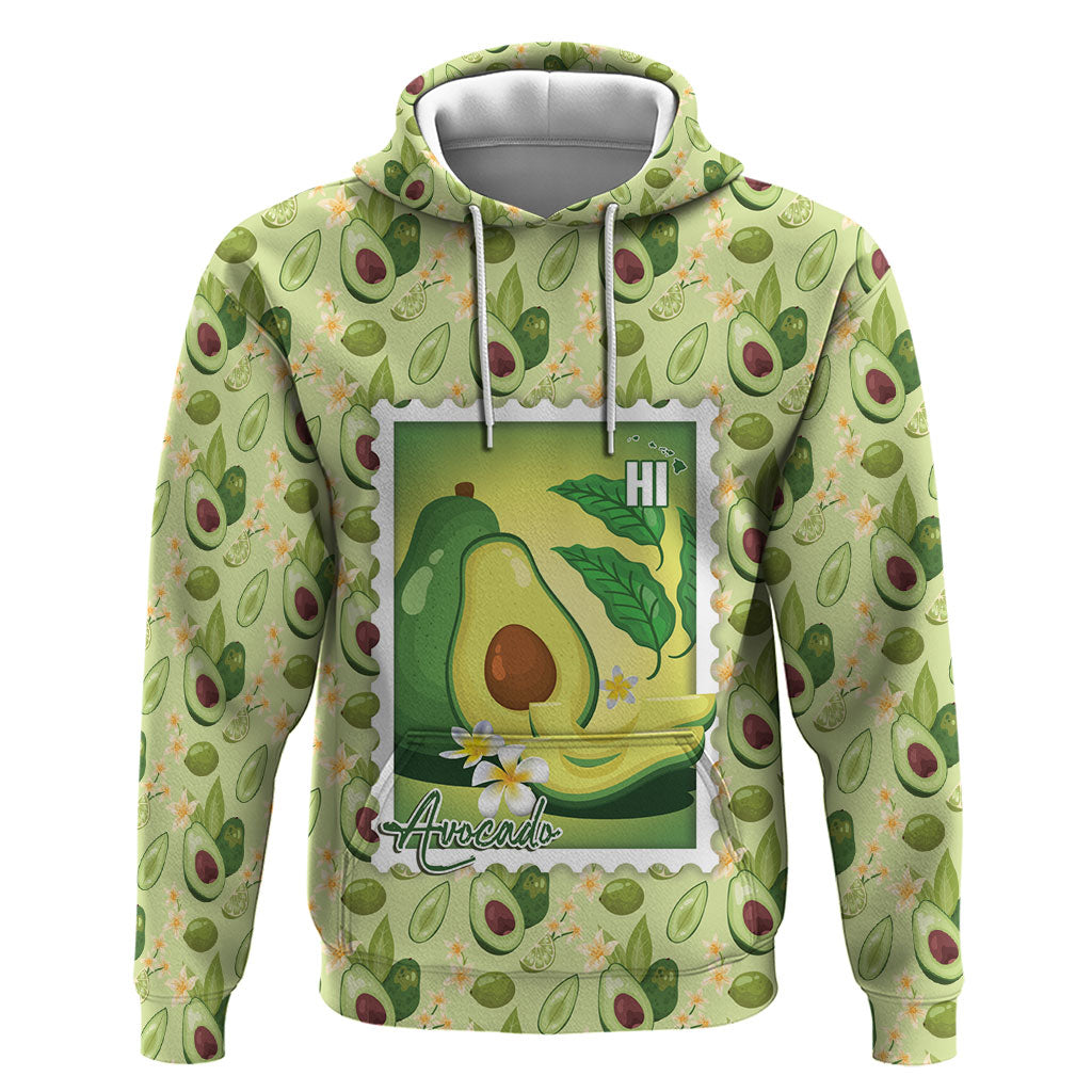 Aloha Hawaii Avocado Zip Hoodie Hawaiian Fruit Stylized Stamp LT14 Pullover Hoodie Green - Polynesian Pride