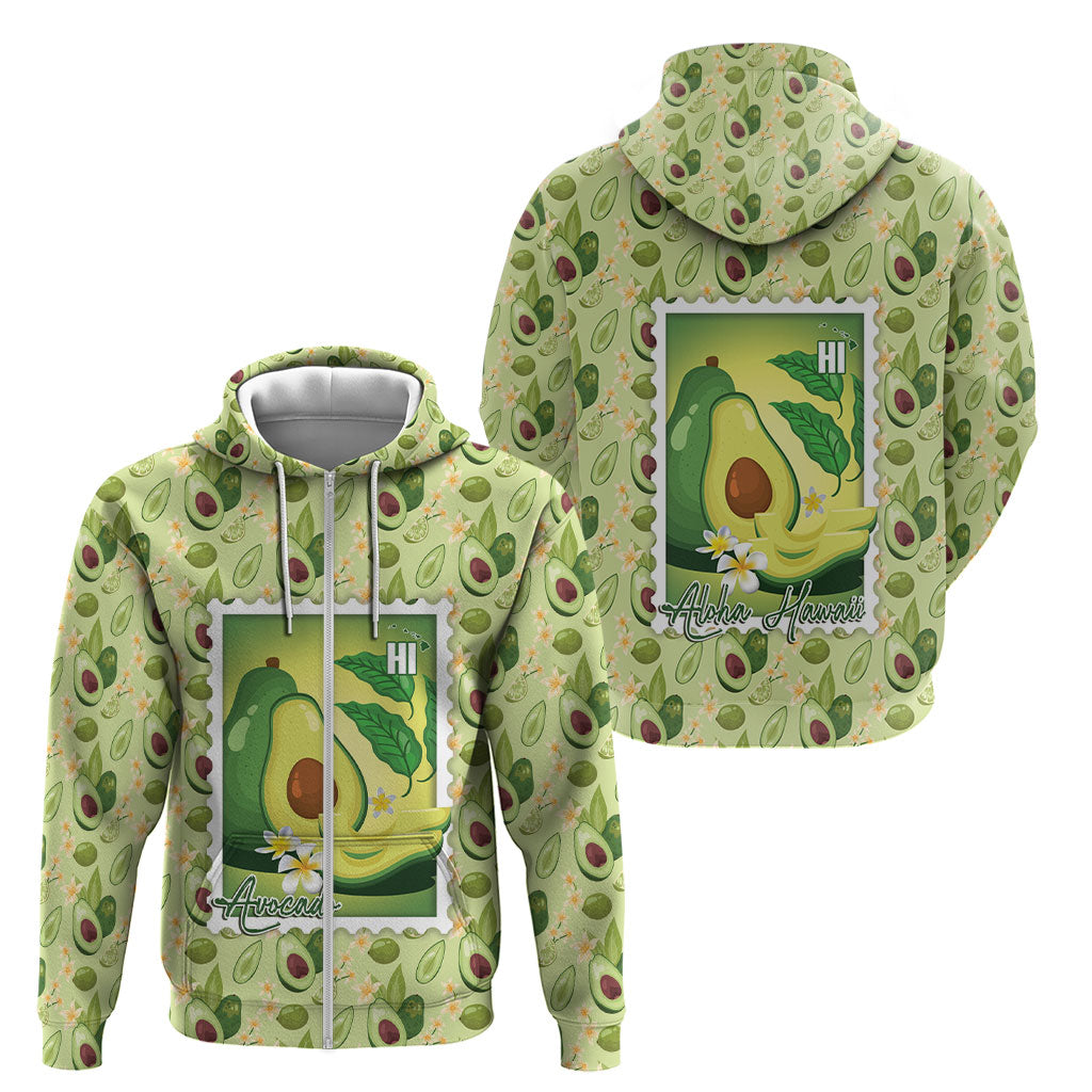 Aloha Hawaii Avocado Zip Hoodie Hawaiian Fruit Stylized Stamp LT14 - Polynesian Pride
