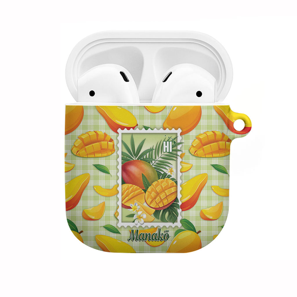 Aloha Hawaii Manako Palaka Motifs AirPods Case Hawaiian Mango Stylized Stamp LT14 Yellow - Polynesian Pride