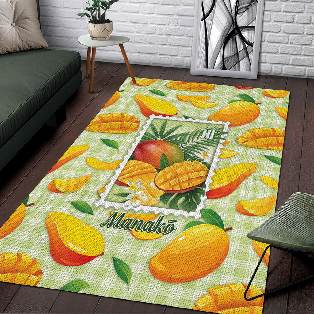 Aloha Hawaii Manako Palaka Motifs Area Rug Hawaiian Mango Stylized Stamp LT14 Yellow - Polynesian Pride