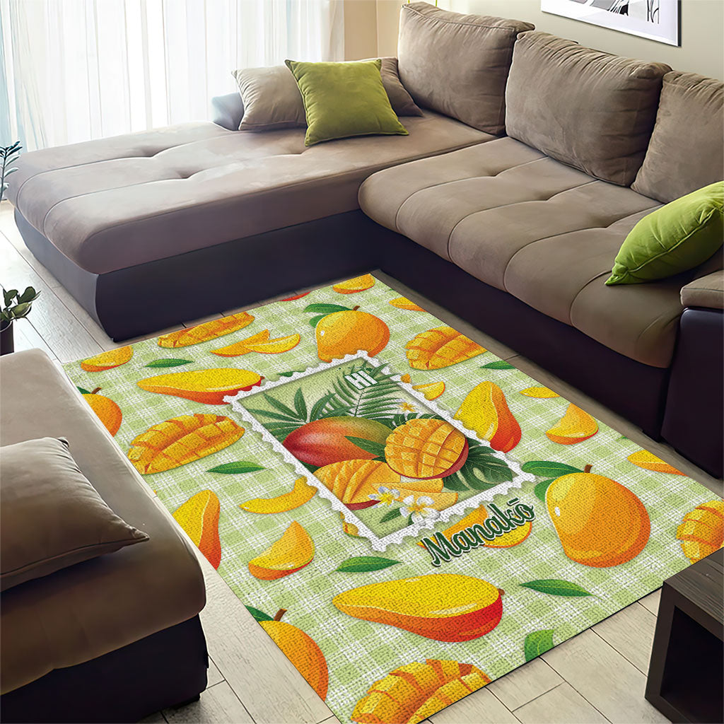 Aloha Hawaii Manako Palaka Motifs Area Rug Hawaiian Mango Stylized Stamp LT14 - Polynesian Pride