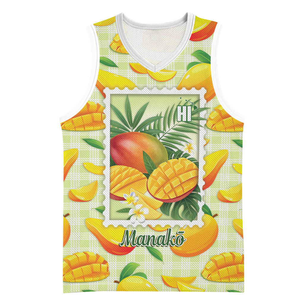 Aloha Hawaii Manako Palaka Motifs Basketball Jersey Hawaiian Mango Stylized Stamp LT14 Unisex Yellow - Polynesian Pride