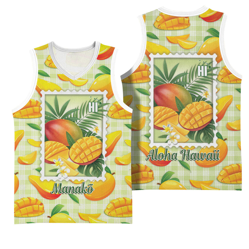 Aloha Hawaii Manako Palaka Motifs Basketball Jersey Hawaiian Mango Stylized Stamp LT14 - Polynesian Pride