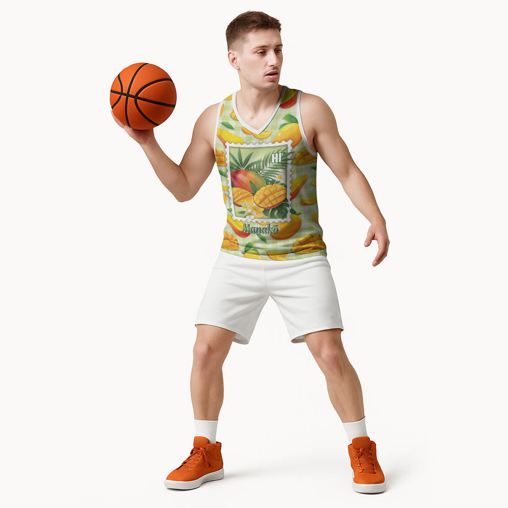 Aloha Hawaii Manako Palaka Motifs Basketball Jersey Hawaiian Mango Stylized Stamp LT14 - Polynesian Pride