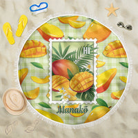 Aloha Hawaii Manako Palaka Motifs Beach Blanket Hawaiian Mango Stylized Stamp LT14 One Size 150cm Yellow - Polynesian Pride