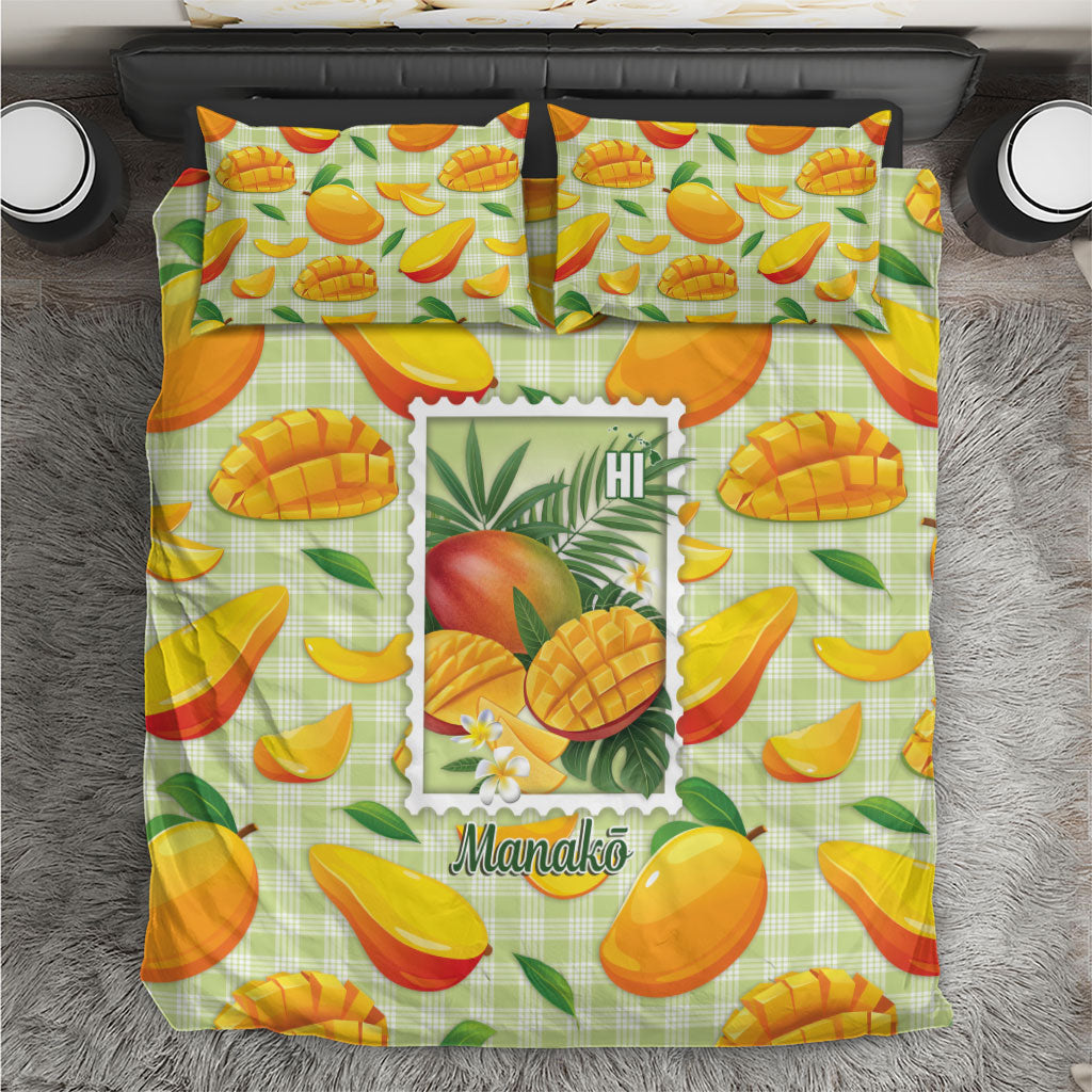 Aloha Hawaii Manako Palaka Motifs Bedding Set Hawaiian Mango Stylized Stamp LT14 Yellow - Polynesian Pride