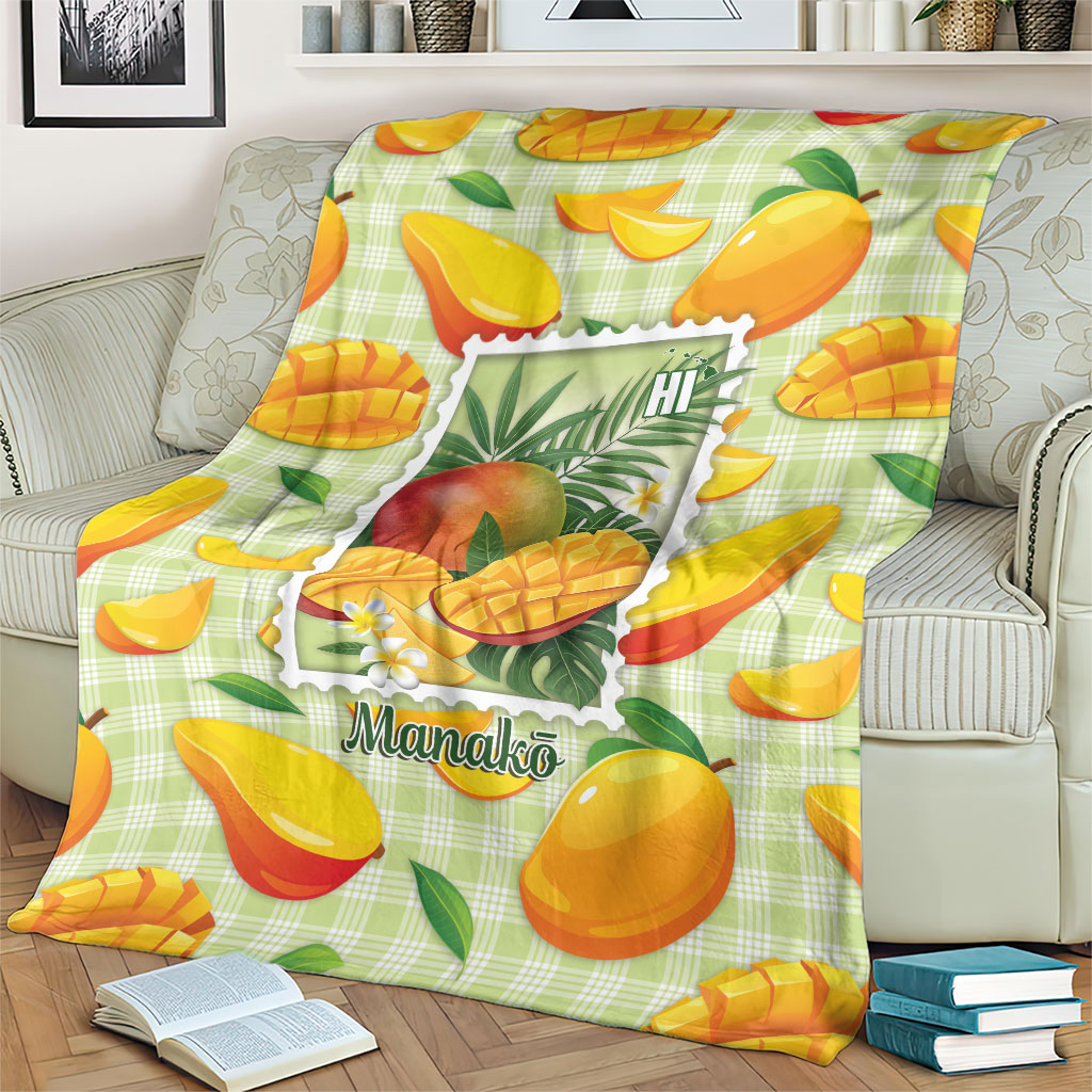 Aloha Hawaii Manako Palaka Motifs Blanket Hawaiian Mango Stylized Stamp LT14 - Polynesian Pride